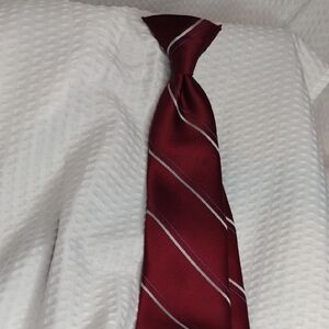 Wembley Elegant Burgundy Striped Clip On Tie